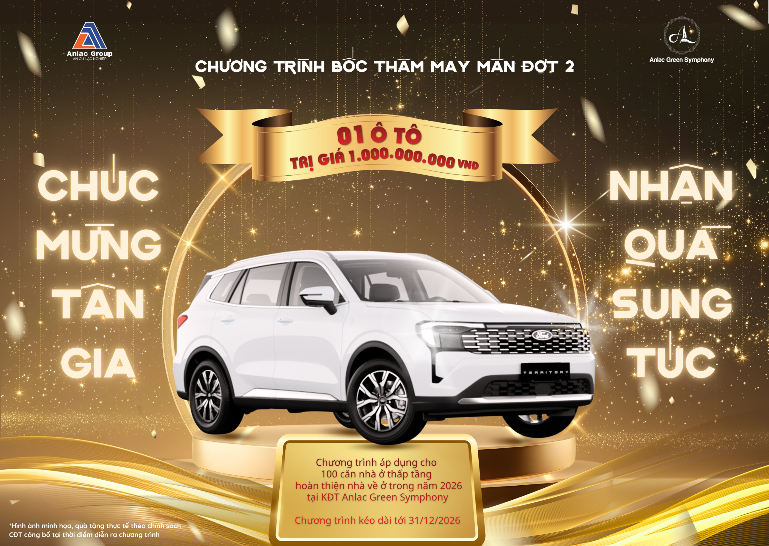 “CHÚC MỪNG TÂN GIA – NHẬN QUÀ SUNG TÚC” ĐỢT 2: CHƯƠNG TRÌNH BỐC THĂM MAY MẮN CHO CƯ DÂN THẤP TẦNG KĐT ANLAC GREEN SYMPHONY