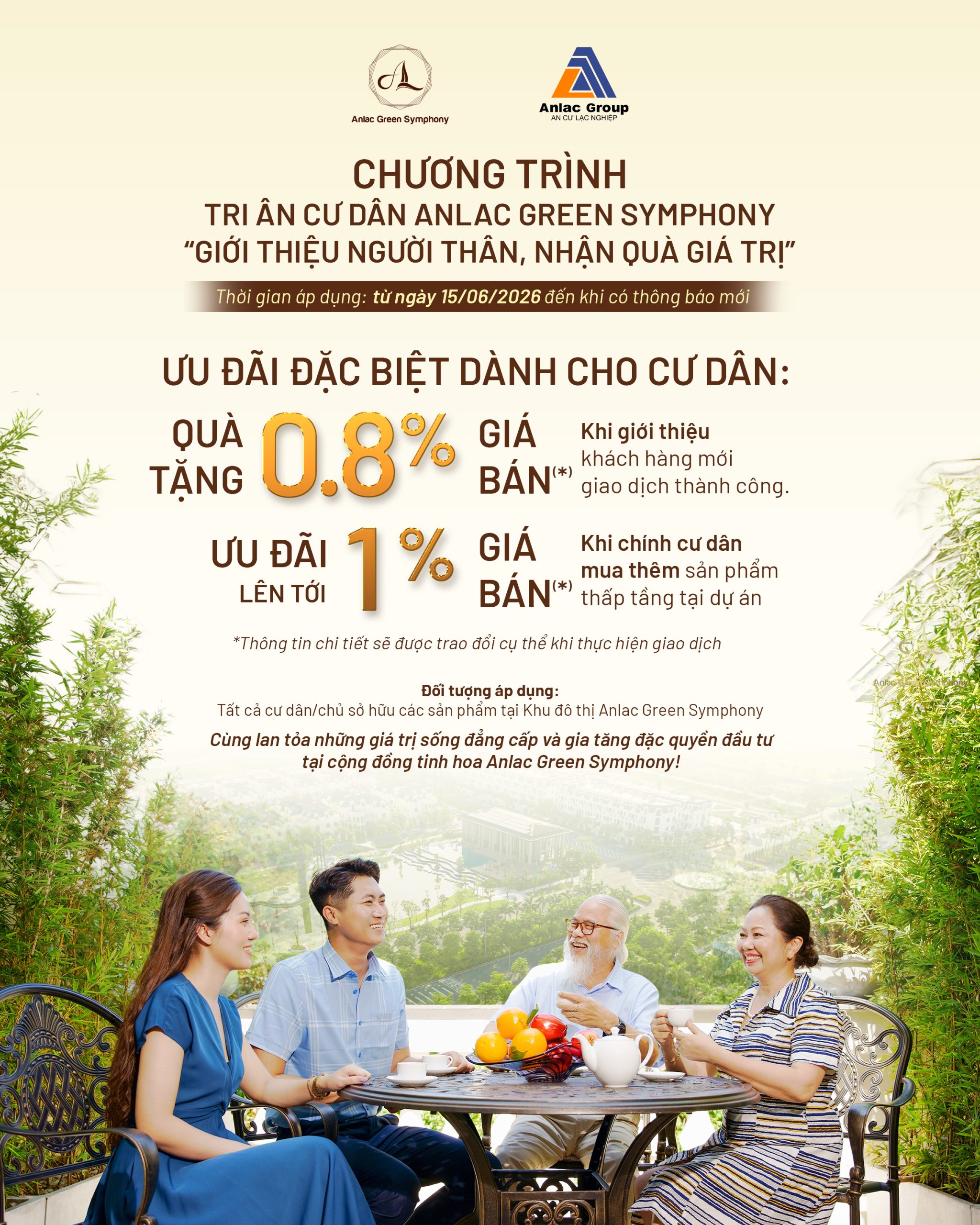 ĐẶC QUYỀN TINH HOA: CHƯƠNG TRÌNH TRI ÂN VÀ GIA TĂNG GIÁ TRỊ ĐẦU TƯ DÀNH RIÊNG CHO CƯ DÂN ANLAC GREEN SYMPHONY
