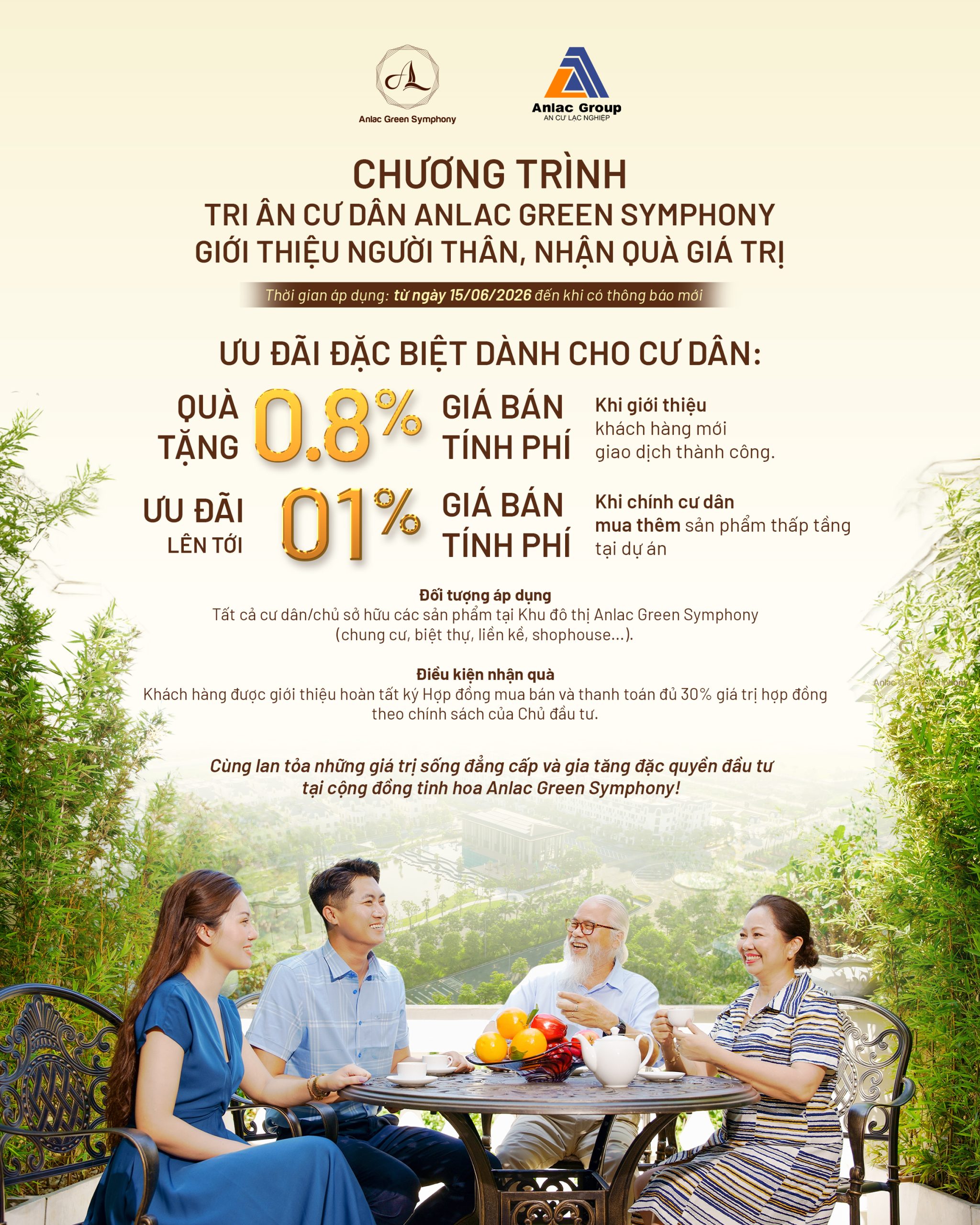 ĐẶC QUYỀN TINH HOA: CHƯƠNG TRÌNH TRI ÂN VÀ GIA TĂNG GIÁ TRỊ ĐẦU TƯ DÀNH RIÊNG CHO CƯ DÂN ANLAC GREEN SYMPHONY